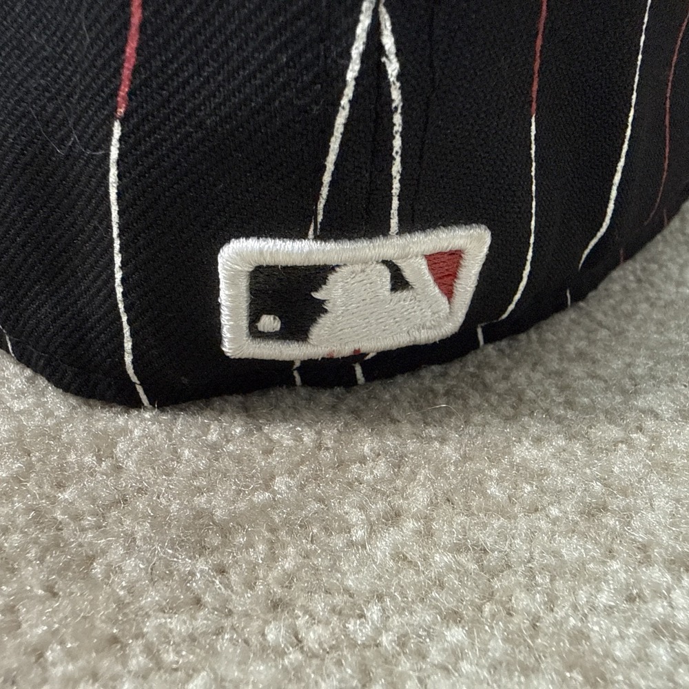 San Francisco Giants New Era 59fifty Pinstripe Black Red Sz 7 1/2 Wool Hat - Picture 5 of 9